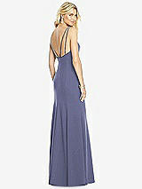 Front View Thumbnail - French Blue Bateau Neck Open-Back Trumpet Gown