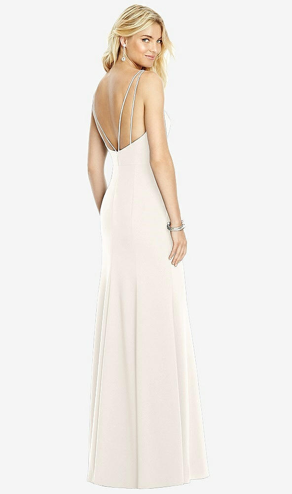 Front View - Ivory Bateau Neck Open-Back Trumpet Gown