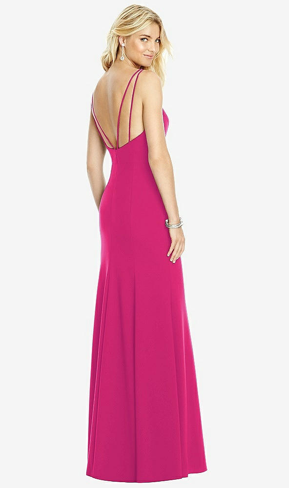 Front View - Think Pink Bateau Neck Open-Back Trumpet Gown