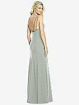 Front View Thumbnail - Willow Green Bateau Neck Open-Back Trumpet Gown