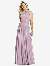 Front View Thumbnail - Suede Rose Cross Strap Open-Back Halter Maxi Dress