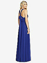 Rear View Thumbnail - Cobalt Blue Cross Strap Open-Back Halter Maxi Dress