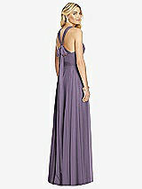 Rear View Thumbnail - Lavender Cross Strap Open-Back Halter Maxi Dress
