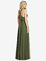 Rear View Thumbnail - Olive Green Cross Strap Open-Back Halter Maxi Dress