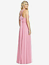 Rear View Thumbnail - Peony Pink Cross Strap Open-Back Halter Maxi Dress