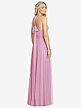 Rear View Thumbnail - Powder Pink Cross Strap Open-Back Halter Maxi Dress