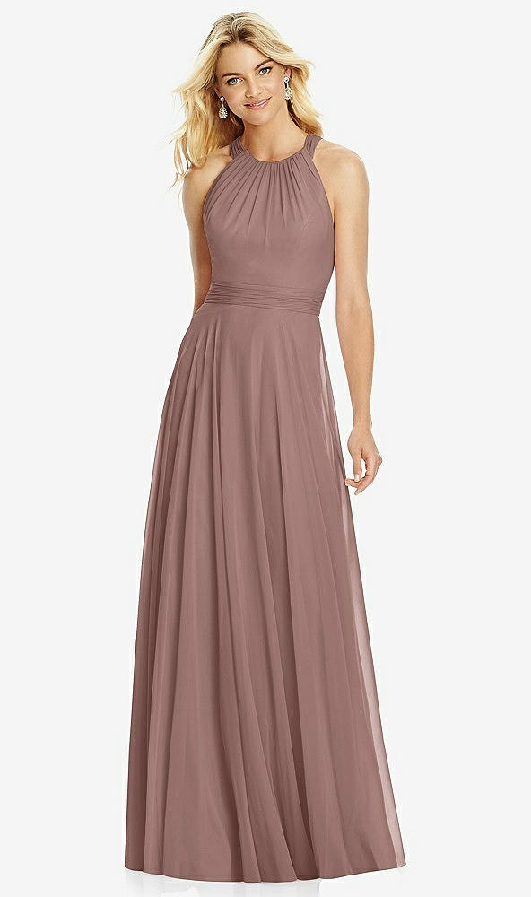 Front View - Sienna Cross Strap Open-Back Halter Maxi Dress