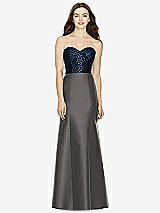 Front View Thumbnail - Caviar Gray & Midnight Navy Bella Bridesmaids Dress BB105