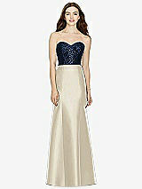 Front View Thumbnail - Champagne & Midnight Navy Bella Bridesmaids Dress BB105