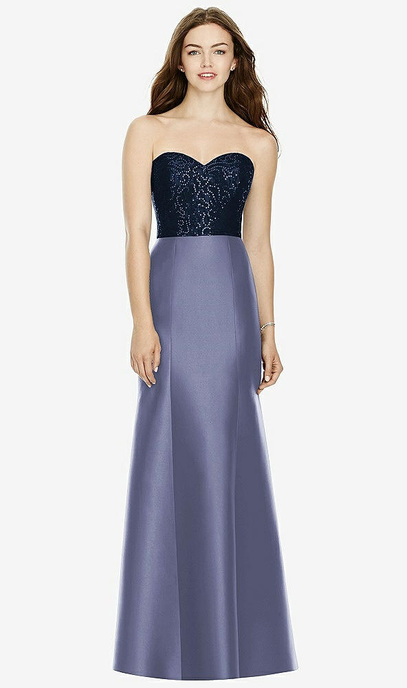Front View - French Blue & Midnight Navy Bella Bridesmaids Dress BB105