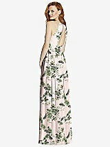 Rear View Thumbnail - Palm Beach Print Cutout Open-Back Shirred Halter Maxi Dress