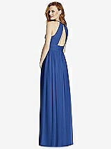 Rear View Thumbnail - Classic Blue Cutout Open-Back Shirred Halter Maxi Dress