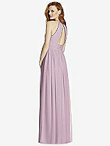 Rear View Thumbnail - Suede Rose Cutout Open-Back Shirred Halter Maxi Dress