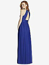 Rear View Thumbnail - Cobalt Blue Cutout Open-Back Shirred Halter Maxi Dress