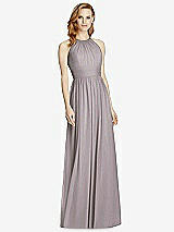 Front View Thumbnail - Cashmere Gray Cutout Open-Back Shirred Halter Maxi Dress