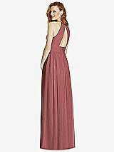 Rear View Thumbnail - English Rose Cutout Open-Back Shirred Halter Maxi Dress
