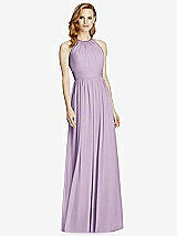 Front View Thumbnail - Pale Purple Cutout Open-Back Shirred Halter Maxi Dress