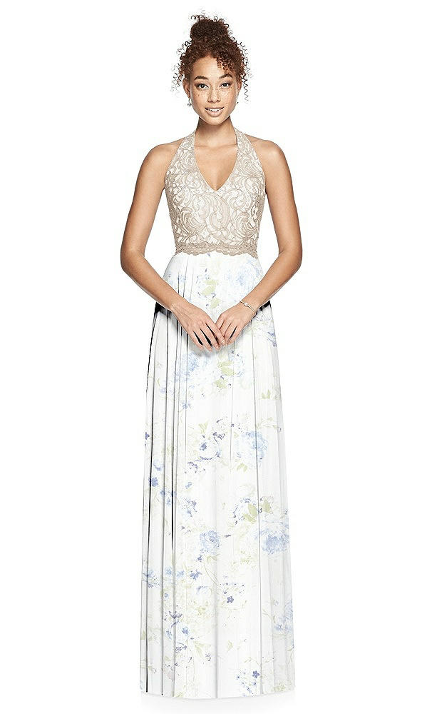 Front View - Bleu Garden & Cameo Studio Design Collection 4512 Full Length Halter Top Bridesmaid Dress