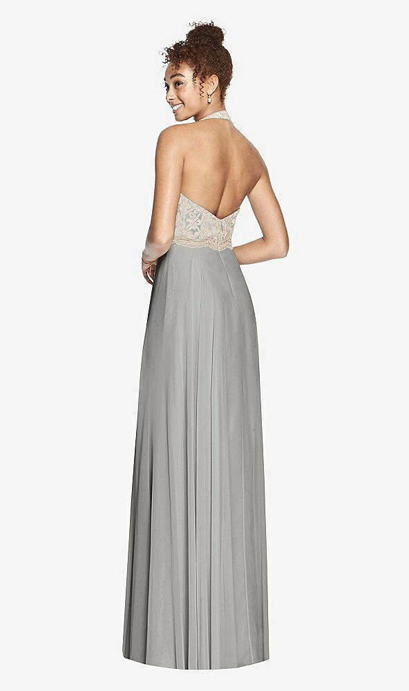 Back View - Chelsea Gray & Cameo Studio Design Collection 4512 Full Length Halter Top Bridesmaid Dress