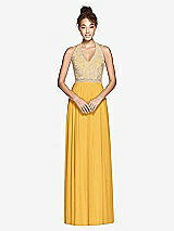Front View Thumbnail - NYC Yellow & Cameo Studio Design Collection 4512 Full Length Halter Top Bridesmaid Dress
