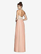 Rear View Thumbnail - Pale Peach & Cameo Studio Design Collection 4512 Full Length Halter Top Bridesmaid Dress