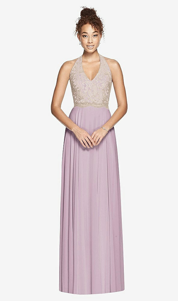 Front View - Suede Rose & Cameo Studio Design Collection 4512 Full Length Halter Top Bridesmaid Dress