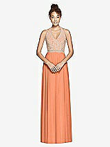 Front View Thumbnail - Sweet Melon & Cameo Studio Design Collection 4512 Full Length Halter Top Bridesmaid Dress