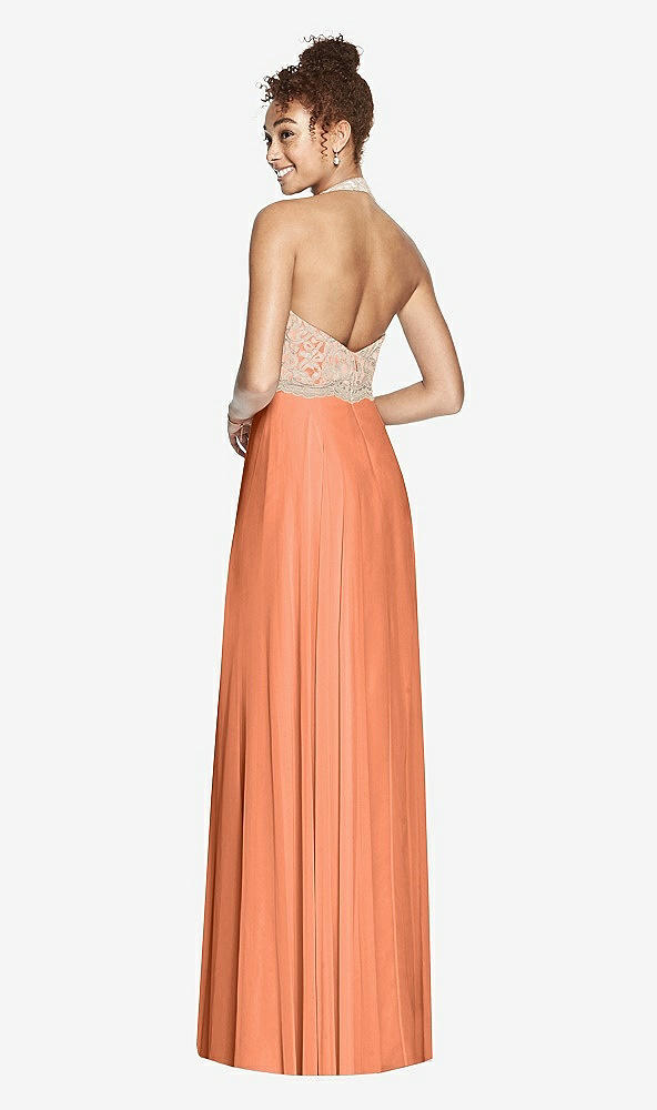 Back View - Sweet Melon & Cameo Studio Design Collection 4512 Full Length Halter Top Bridesmaid Dress