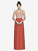 Front View Thumbnail - Amber Sunset & Cameo Studio Design Collection 4512 Full Length Halter Top Bridesmaid Dress