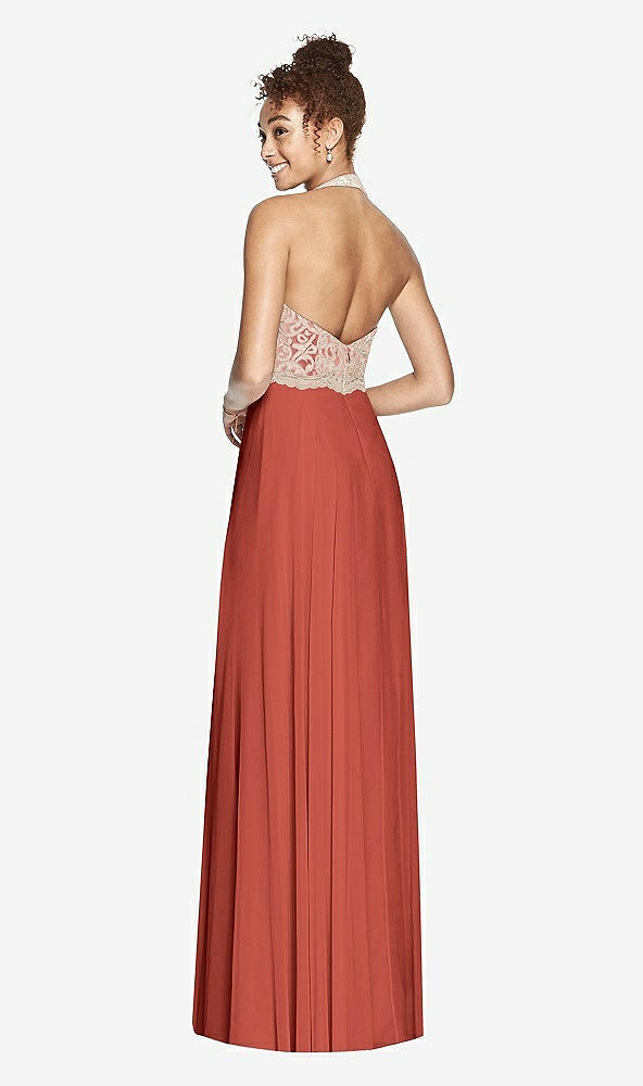 Back View - Amber Sunset & Cameo Studio Design Collection 4512 Full Length Halter Top Bridesmaid Dress