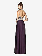 Rear View Thumbnail - Aubergine & Cameo Studio Design Collection 4512 Full Length Halter Top Bridesmaid Dress