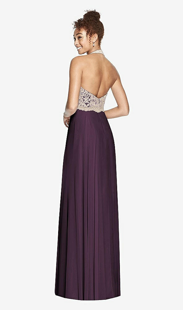Back View - Aubergine & Cameo Studio Design Collection 4512 Full Length Halter Top Bridesmaid Dress