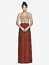 Front View Thumbnail - Auburn Moon & Cameo Studio Design Collection 4512 Full Length Halter Top Bridesmaid Dress