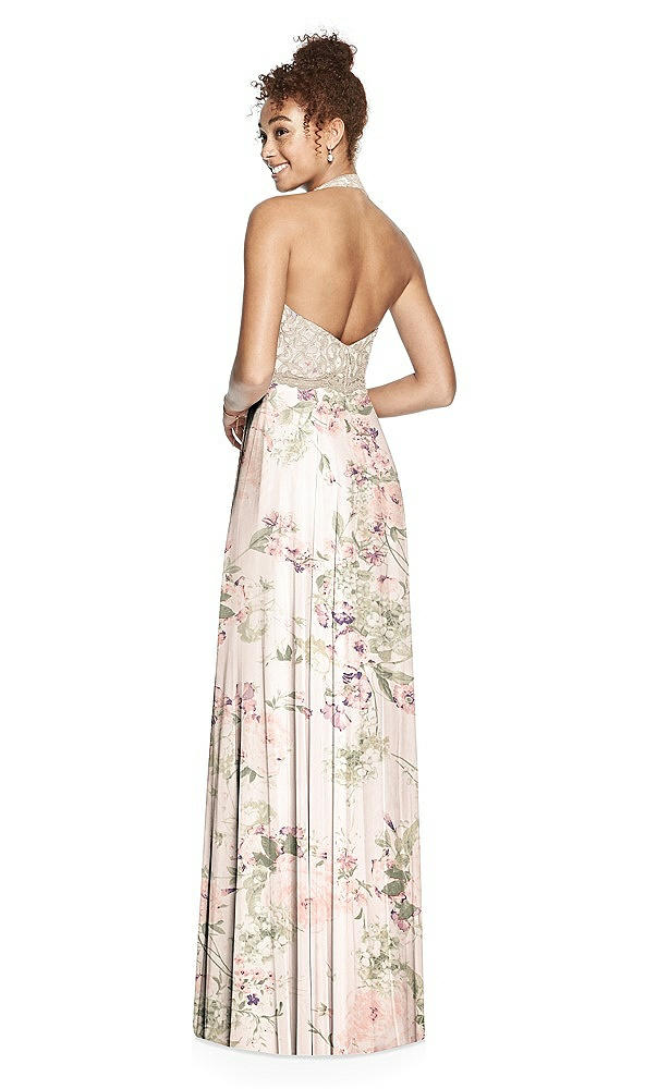 Back View - Blush Garden & Cameo Studio Design Collection 4512 Full Length Halter Top Bridesmaid Dress