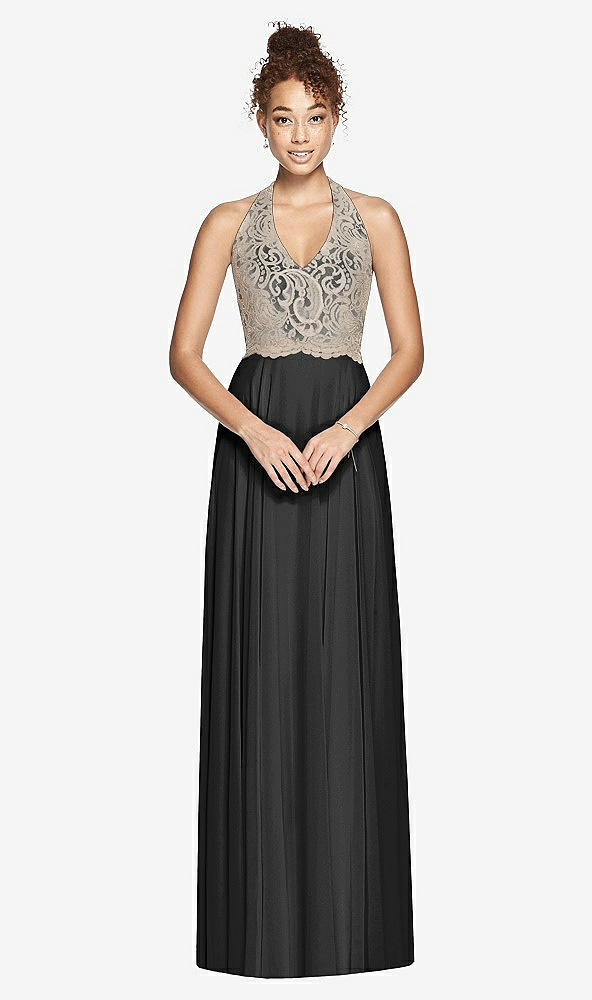 Front View - Black & Cameo Studio Design Collection 4512 Full Length Halter Top Bridesmaid Dress