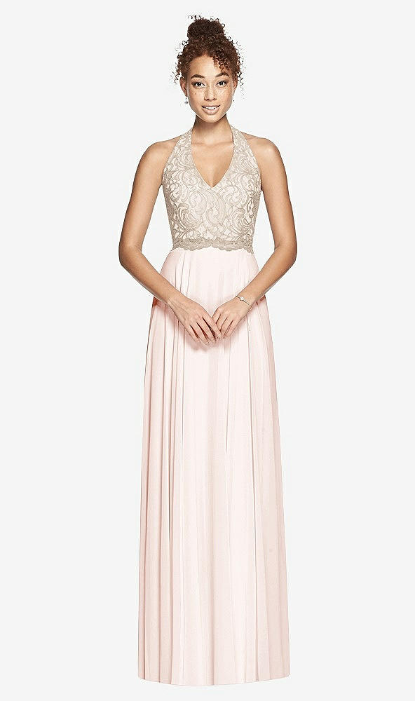 Front View - Blush & Cameo Studio Design Collection 4512 Full Length Halter Top Bridesmaid Dress