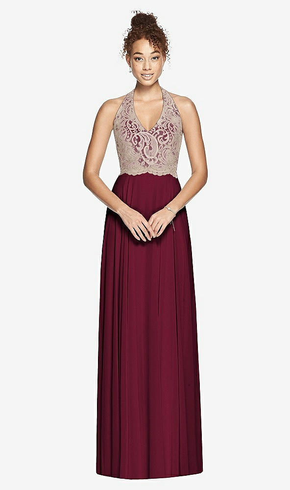 Front View - Cabernet & Cameo Studio Design Collection 4512 Full Length Halter Top Bridesmaid Dress
