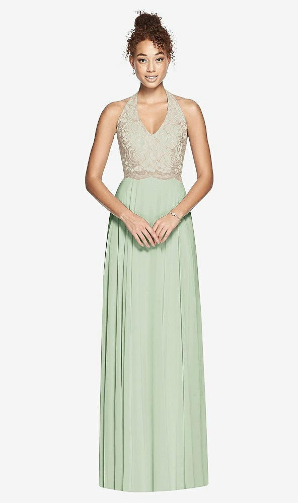 Front View - Celadon & Cameo Studio Design Collection 4512 Full Length Halter Top Bridesmaid Dress