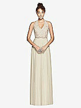 Front View Thumbnail - Champagne & Cameo Studio Design Collection 4512 Full Length Halter Top Bridesmaid Dress