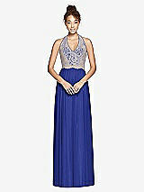 Front View Thumbnail - Cobalt Blue & Cameo Studio Design Collection 4512 Full Length Halter Top Bridesmaid Dress