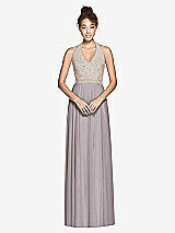 Front View Thumbnail - Cashmere Gray & Cameo Studio Design Collection 4512 Full Length Halter Top Bridesmaid Dress
