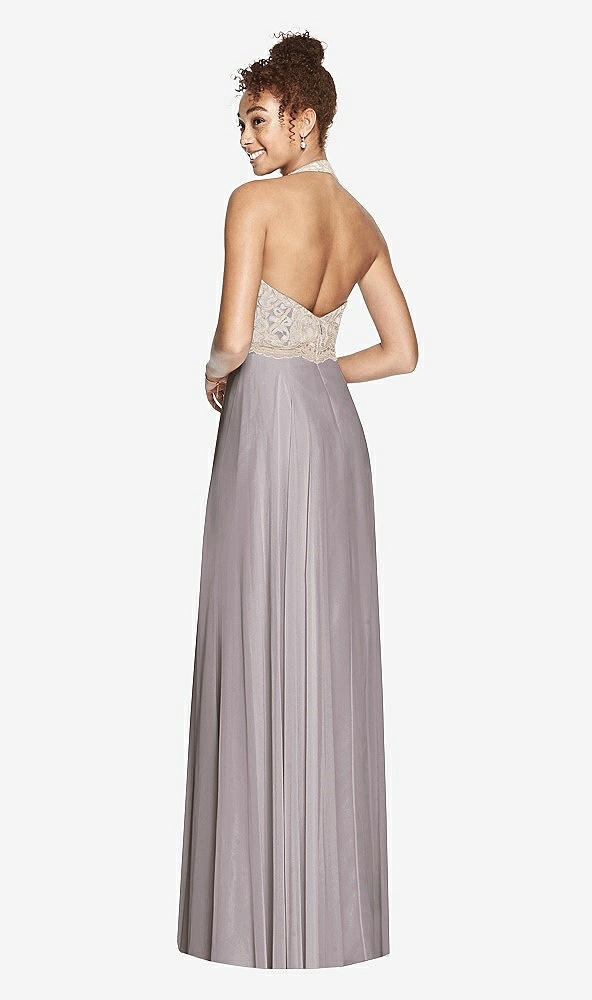Back View - Cashmere Gray & Cameo Studio Design Collection 4512 Full Length Halter Top Bridesmaid Dress