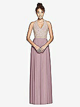 Front View Thumbnail - Dusty Rose & Cameo Studio Design Collection 4512 Full Length Halter Top Bridesmaid Dress