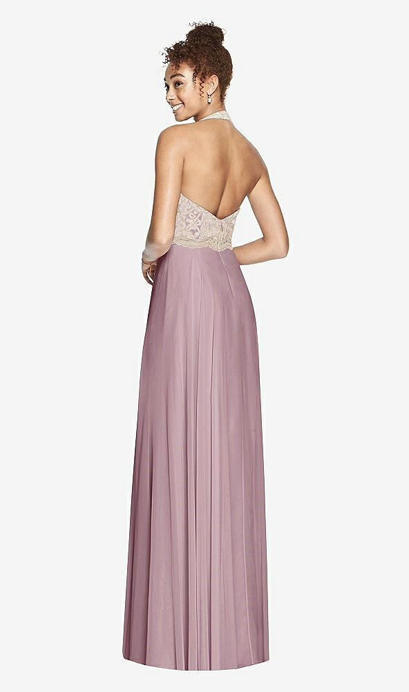 Back View - Dusty Rose & Cameo Studio Design Collection 4512 Full Length Halter Top Bridesmaid Dress