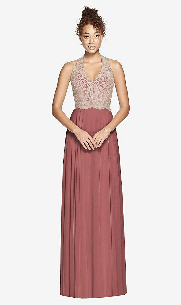 Front View - English Rose & Cameo Studio Design Collection 4512 Full Length Halter Top Bridesmaid Dress