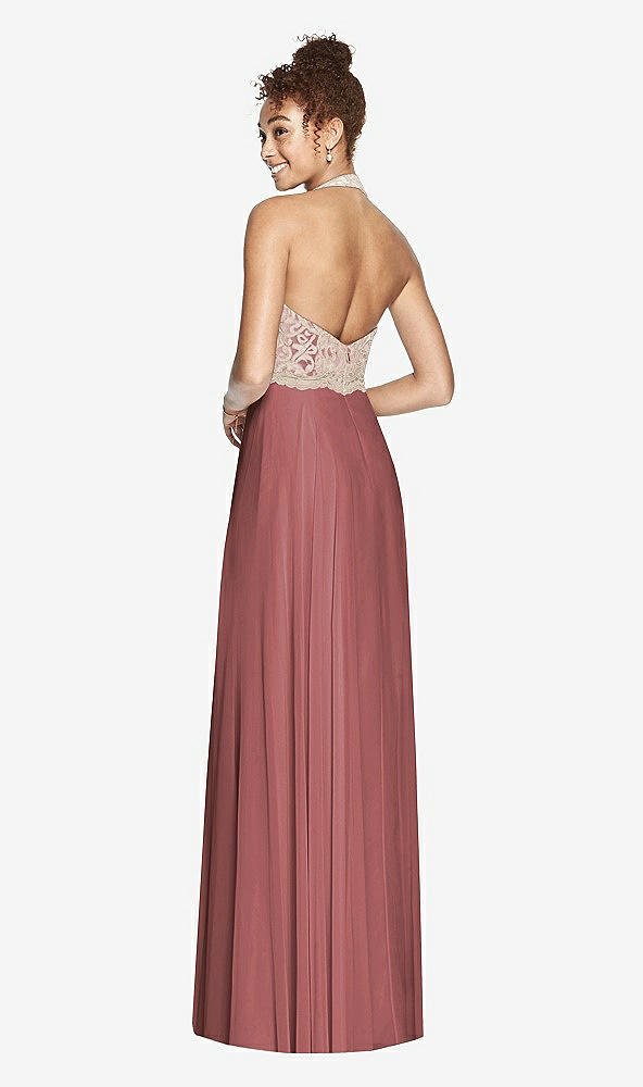 Back View - English Rose & Cameo Studio Design Collection 4512 Full Length Halter Top Bridesmaid Dress