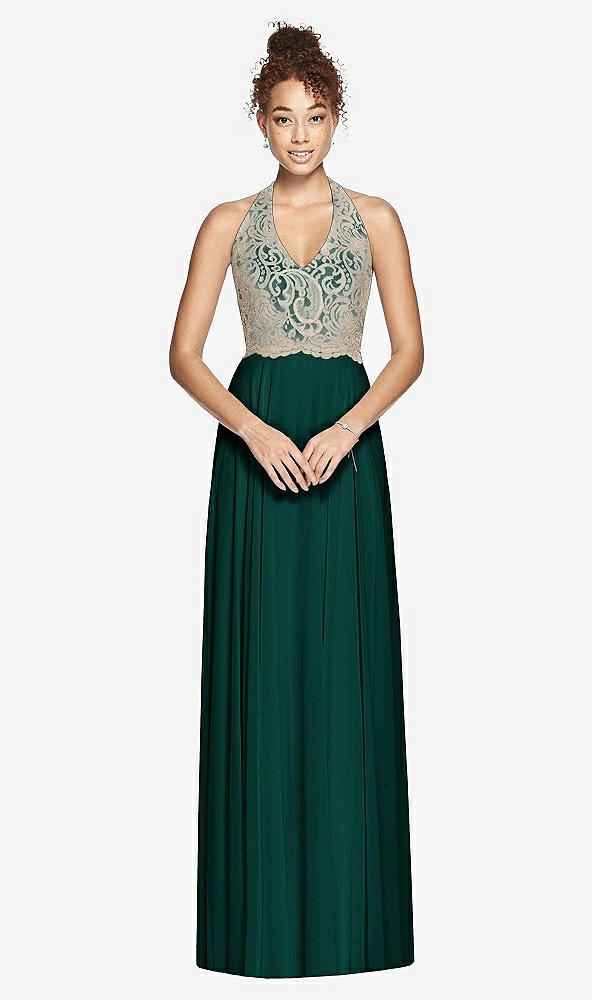 Front View - Evergreen & Cameo Studio Design Collection 4512 Full Length Halter Top Bridesmaid Dress