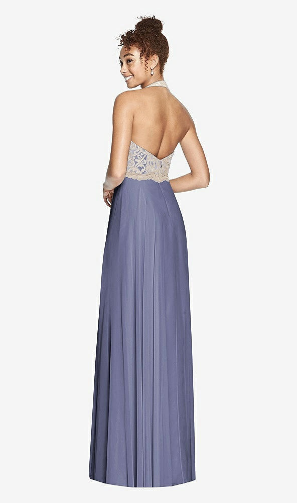 Back View - French Blue & Cameo Studio Design Collection 4512 Full Length Halter Top Bridesmaid Dress