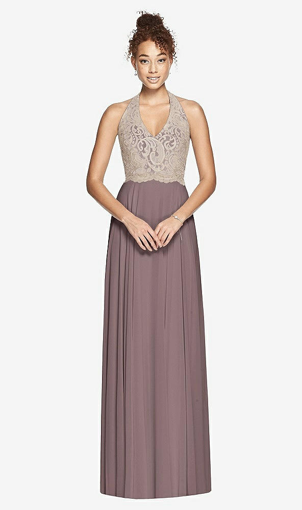 Front View - French Truffle & Cameo Studio Design Collection 4512 Full Length Halter Top Bridesmaid Dress