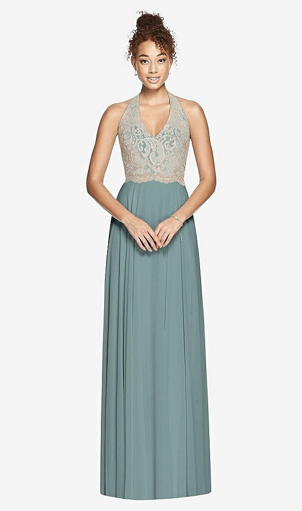 Front View - Icelandic & Cameo Studio Design Collection 4512 Full Length Halter Top Bridesmaid Dress